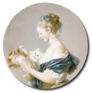 Jean-Honoré Fragonard - Fille jouant avec un chien