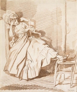 Louis Rolland Trinquesse A girl sleeping in an armchair, her feet resting on a chair.jpeg