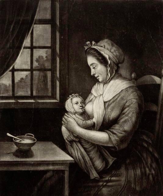 Vrouw geeft borstvoeding, anoniem, 1765 - 1772.jpg
