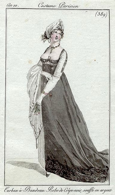 A black crepe dress, an10 Costume parisien -- I'm assuming this belongs under mourning since the dress is made of crepe, but more research will need to be done.jpg